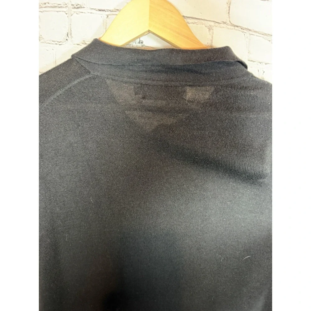 Paul Fredrick Silk Cashmere‎ Blend Collar Sweater Black Men's Luxury XLT